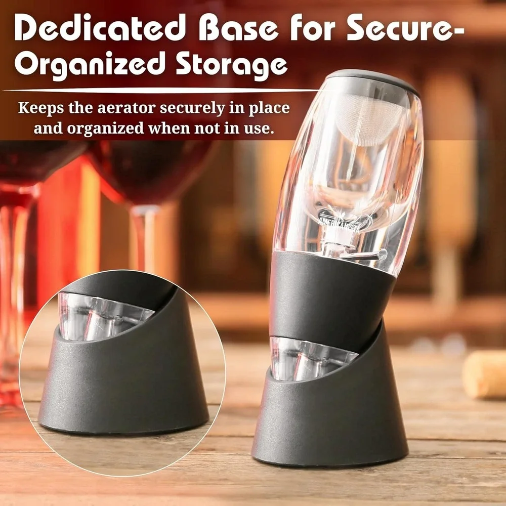 Americanista Wine Aerator with Filter‎ Screen and Base Black BPA Free New